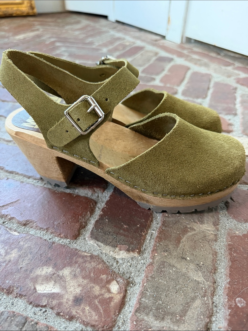 MIA Abba Swedish Clogs Olive Green Mary Jane Platform - Picture 3 of 9